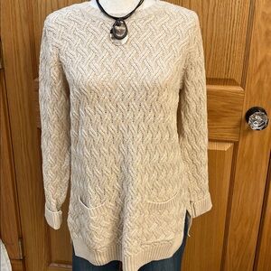 Jeanne Pierre 100% Cotton Ivory Cable Knit Tunic Sweater